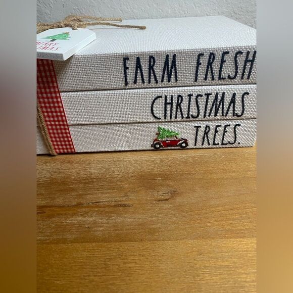 NWT Rae Dunn Christmas Decor Fabric Stack of Books Farmhouse Rustic TableTop - Picture 2 of 9